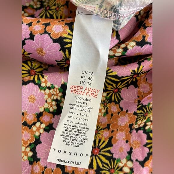 NEW ~ TOPSHOP NORDSTROM ~ Floral Mini Sundress 14 100% Viscose - Picture 6 of 8